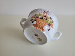 Régi antik kosár szeder mintás komatál régi népi virágos szedres kőporcelán tál