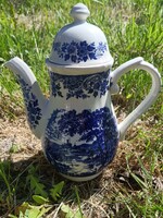 Kék jelenetes angol porcelán kancsó