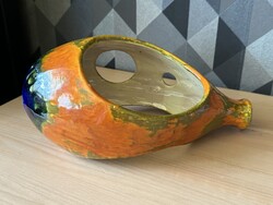 Régi retro mázas kerámia kaspó Mihály Béla mid century függőkaspó virágtartó függeszthető kaspó