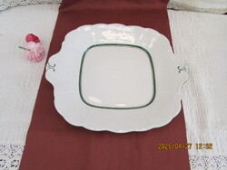 Hibátlan állapotú Herendi zöld szegélyes, aranyozott porcelán süteményes tál.