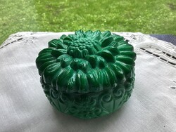 Cseh malachite jáde üveg  ékszertartó