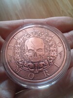 Memento Mori haláli érme pénz kapszulában,réz talán.