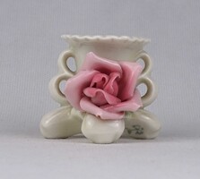 1U962 Régi kisméretű ENS porcelán gyertyatartó rózsa díszítéssel