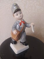 GRÁNIT PORCELÁN POSTÁS FIGURA RITKÁBB GYŰJTŐI  SZÉP FESTÉSŰ, HIBÁTLAN, JELZETT, 17 CM