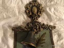 INASCSENGŐ - CSELÉDHÍVÓ - RÉZ - GOBELINNEL - 96 x 18 cm - TÖMÖR NEHÉZ - OSZTRÁK