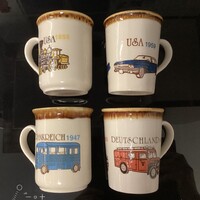 Angol autós bögrék, régi kávés,teás csészék