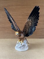 HERTWIG KATZHÜTTE FESTETT NÉMET PORCELÁN SAS MADÁR SZOBOR 35 CM