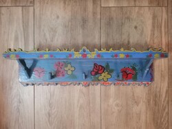 Antik, festett faragott fa polc-fogas 61 cm.