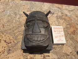 Retro faragott fa busómaszk gyertyatartó szép állapotban lakásdekoráció