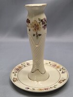 Zsolnay kézzel festett pillangós porcelán gyertyatartó