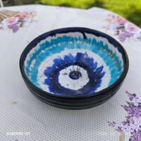 Gyönyörű kék,iparművész kerámia  váza, ikebana eladó! 16.5 x 7 cm