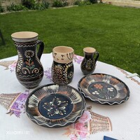 Mázas kerámia Kancsó, falidísz, 2 db tányér eladó!
