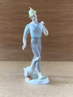 LUDAS MATYI, FESTETT HOLLÓHÁZI RETRO PORCELÁN SZOBOR, FIGURA 21.2 CM