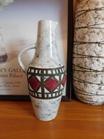 Veb Haldensleben mid century kerámia váza geometrikus mintával 26 cm