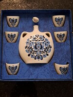 Retro Alföldi porcelán pálinkás készlet butella kupicával eredeti dobozában ajándékozható állapotban