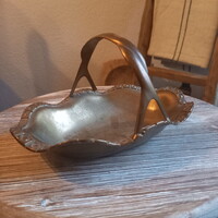 Csodaszép régi réz asztalközép/kínáló (20x13x12 cm)