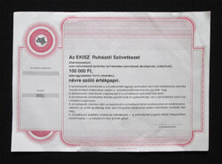 EKISZ Ruházati Szövetkezet részjegy 100000 forint (bianco)