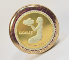 Vintage/régi Tjoklat-holland fém cukordoboz /art deco plasztikus díszítéssel