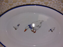 Libás, liba mintás porcelán sütőtál, kínáló