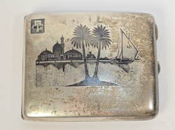 Beautiful, antique 900 silver cigarette case with niello decoration