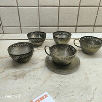 Antik réz, görögmintás  pohár,csésze 5 db eladó! Kávéskészlet eladó!