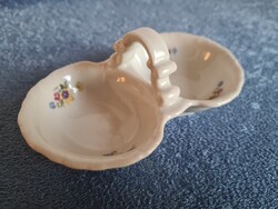 Antik vintage csehszlovák apró virágos két részes asztali porcelán só és bors tartó