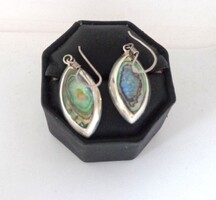 Ezüst, ovális, abalone berakásos fülbevaló