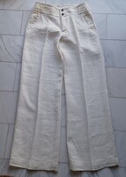 Csontszínű len, párhuzamos szárú elegáns női nadrág, új, ZARA woman