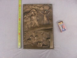 Kincses Mária(1926-1988) - Vitéz Háry János és Napóleon Bronz dombormű, relief. Képcsarnokos falikép