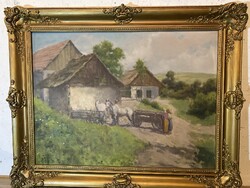 Festmény lovaskocsival