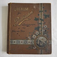 Képeslap album gyűjtő rendszerező antik , szecesszió 50 lapos 200 képeslap rendezéséhez 23x27x3,5cm