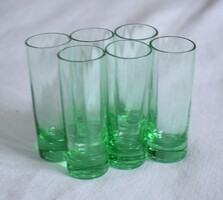Retro színes zöld üveg pohár készlet 6db. stampedli , rövid ital kb 4cl