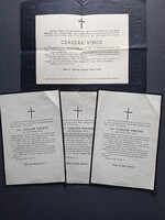 ZA622.6 Gyászjelentések  -Császár Vince  -Császár Vincéné Rasztovich Vilma  1919 -1932