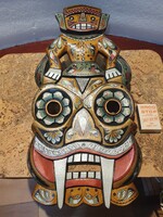 Fából faragott halálos kannibál ördög fej fali dísz lakásdekoráció maja azték a5