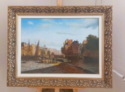 Ifj. Vigyázó László Vila életkép festménye 90x69 cm kerettel