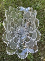 Art deco Talpas üvegtál legyező formájú ovális asztalközép dísztál