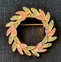 Vintage aranyozott jelzett számozott kristályokkal kirakott SPHINX bross kitűző