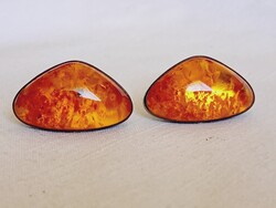 Mandzsetta gomb ezüst 835 borostyán kövekkel Fischlandschmuck 1950- retro