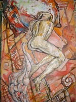 Festmény, olaj, akril, Cím: Pihenő Angyal.