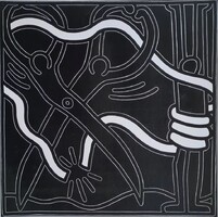 Keith Haring - Scissors black and white - litográfia- 50x35 cm