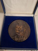 Nagyméretű József Attila Bronz plakett díszdobozában