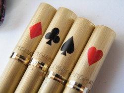 Vintage Diplomat 4 db-os póker golyóstoll készlet dobozban, bőr tokokkal