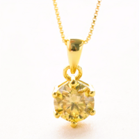Moissanite 1 Karátos Gyémánt Nyaklánc 14 Karátos Aranyozott 925 Tiszta Ezüst + Ékszerdoboz +GRA Új!