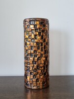Jajesnica Róbert vörösréz modernista váza , plasztikus geometrikus mintázattal