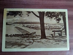Régi képeslap, Balaton, Balatonfüred partrészlet, 1952