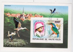 Felső-Volta légiposta bélyeg blokk 1975