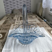 Retro, kék nagyméretű üvegkosár , asztalközép kínáló eladó!30 x 18 x 30 cm