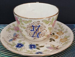 Zsolnay Családi Címeres Pillangós Teás/Kévés Csésze és Alj