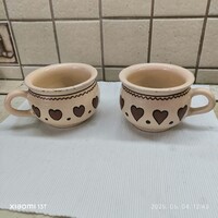 Retro kerámia leveses csésze, füles tál 2 db eladó!