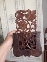Nagyon szép  faragott fa Indiai levél vagy szalvéta tartó